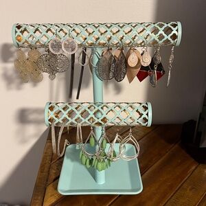 Full lot of costume jewelry earrings and jewelry stand!